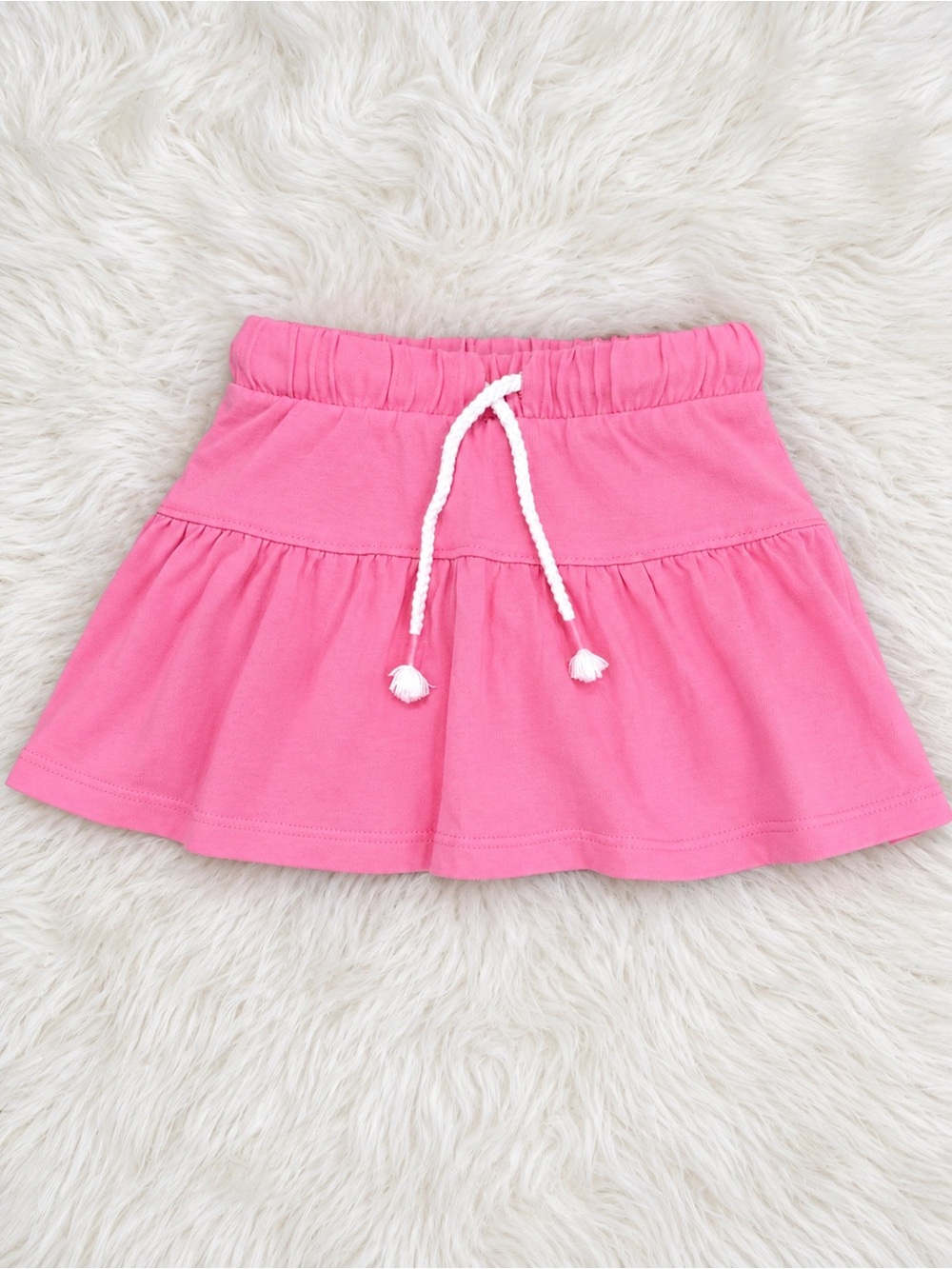 Girls' Pink Drawstring Tiered Skort
